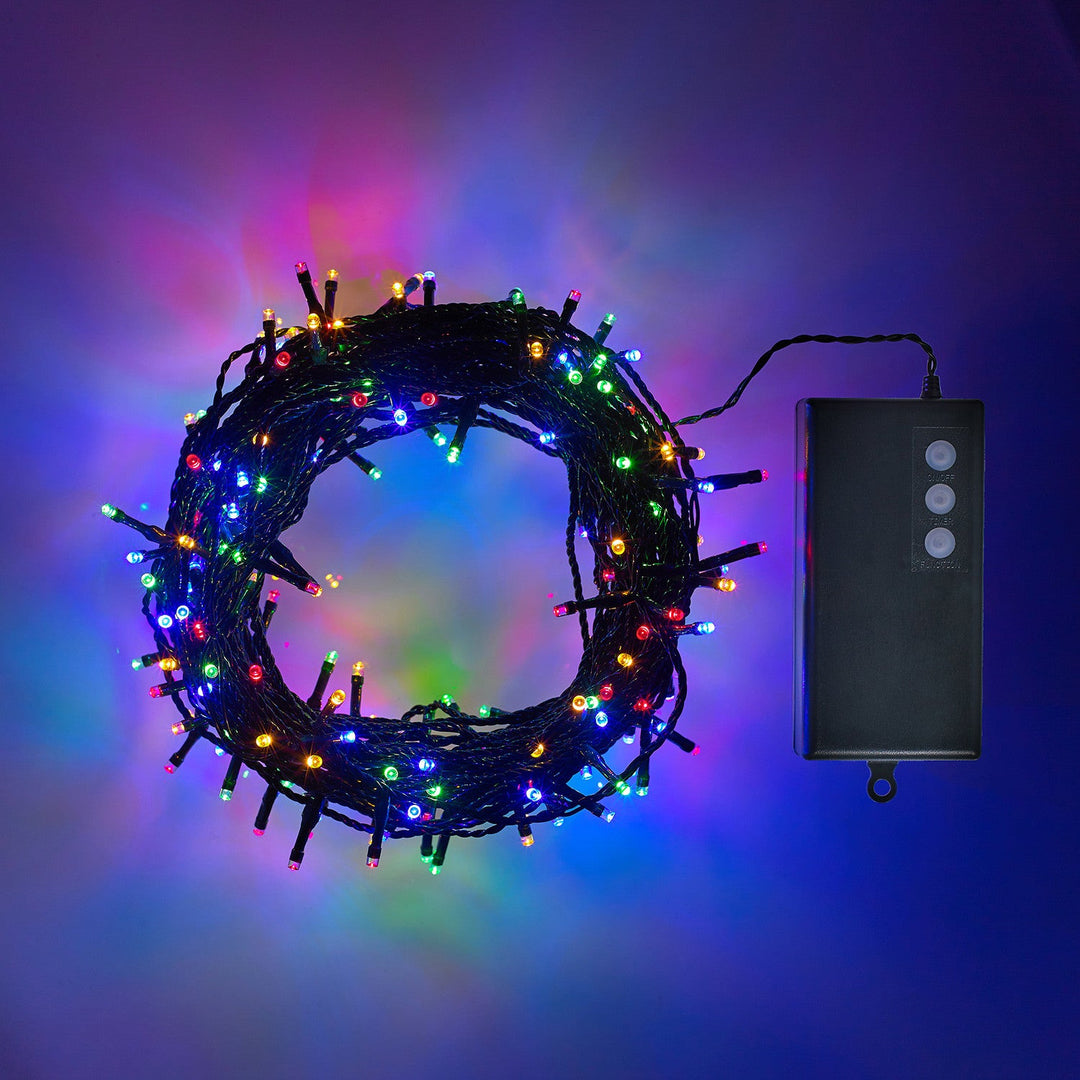 MagicTwinkle™ – Guirlande 200 LED Multicolores avec Câble Vert Sombre