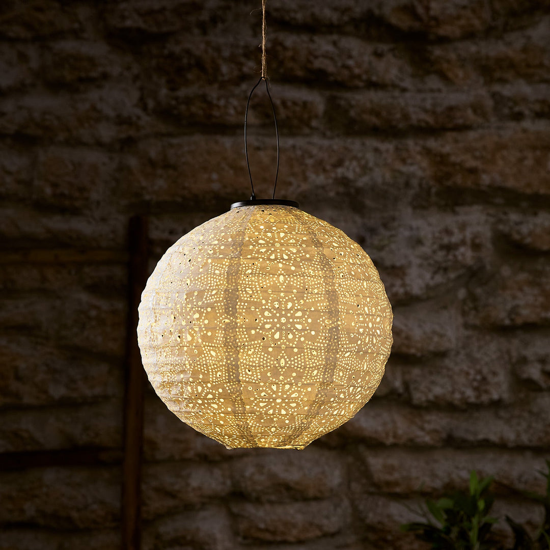 TyvekGlow™ – Lampion Solaire Blanc 20 cm, Élégance et Résistance