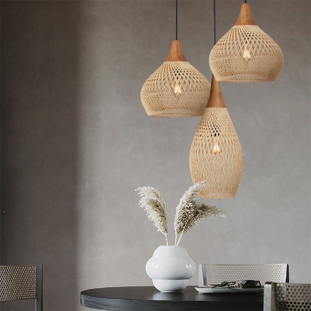 RattaLuxe™ – Lustre Vintage en Rotin Tressé