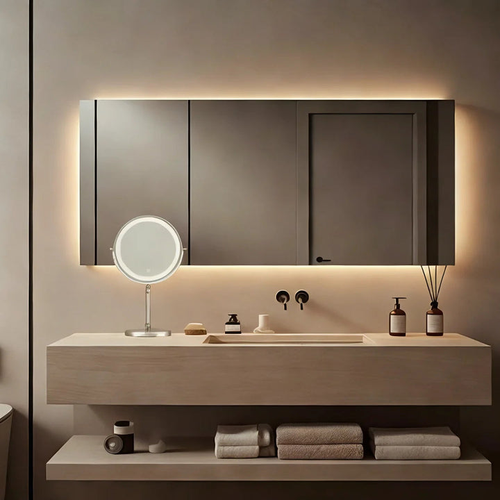 MiroLumi™ – Miroir Mural LED à Trois Tons Réglables