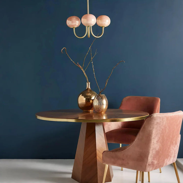 SucreLustre™ – Lustre Rose en Verre Bullé Style Guimauve