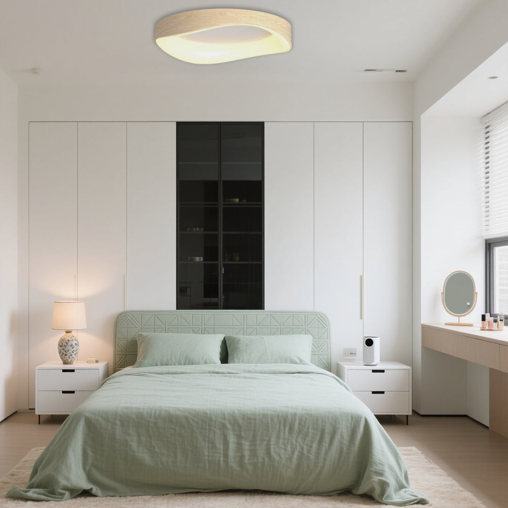 BoisLinéa™ – Plafonnier Design avec Veines de Bois Naturel
