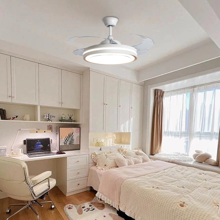 ÉpureTélé™ – Ventilateur Plafond Blanc au Design Minimaliste avec Télécommande