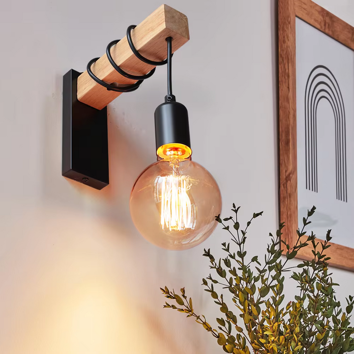 LignaFer™ – Applique Murale Moderne en Bois et Métal