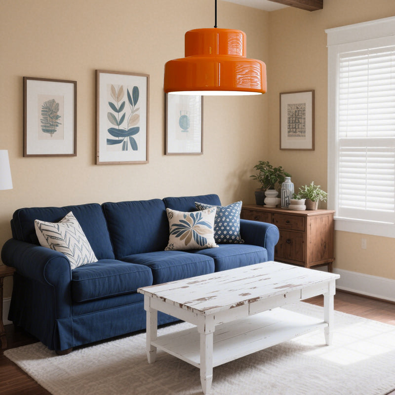 VintéaForm™ – Suspension Design Orange au Look Bauhaus Revisité