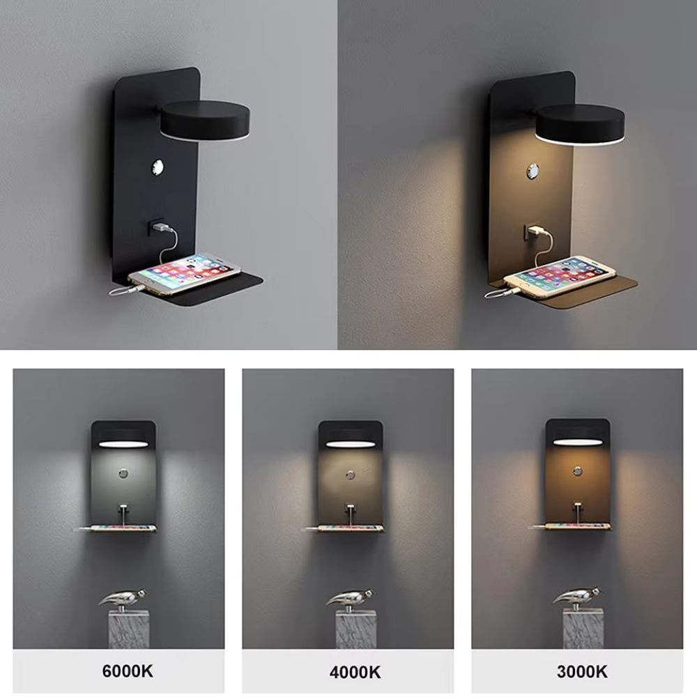 LumiDock™ – Lampe Murale Moderne avec Port de Charge USB
