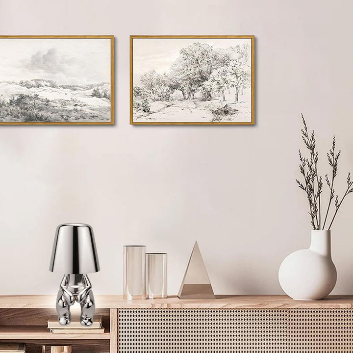 StatuLumi™ – Lampe LED Artistique avec Sculpture Dorée