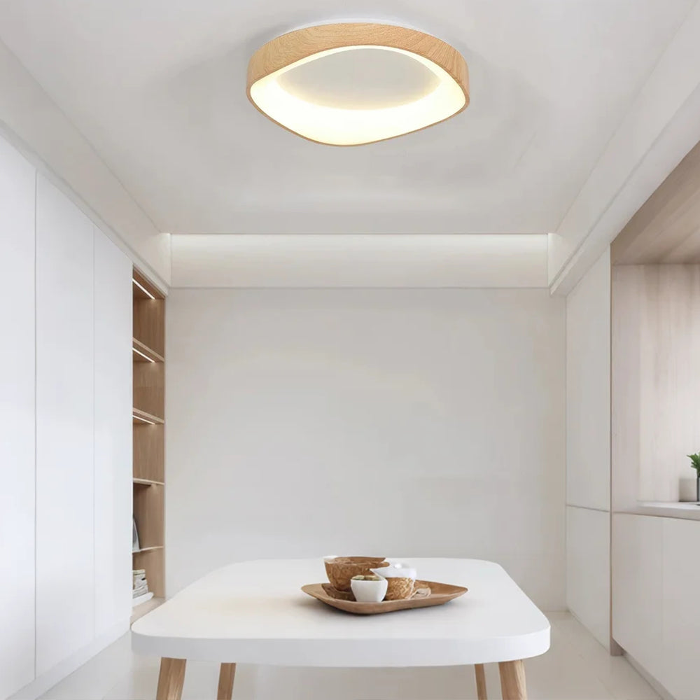 BoisLinéa™ – Plafonnier Design avec Veines de Bois Naturel
