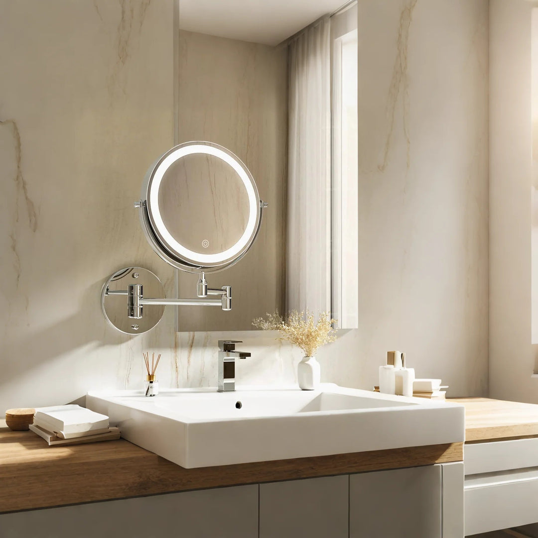 MiroLumi™ – Miroir Mural LED à Trois Tons Réglables