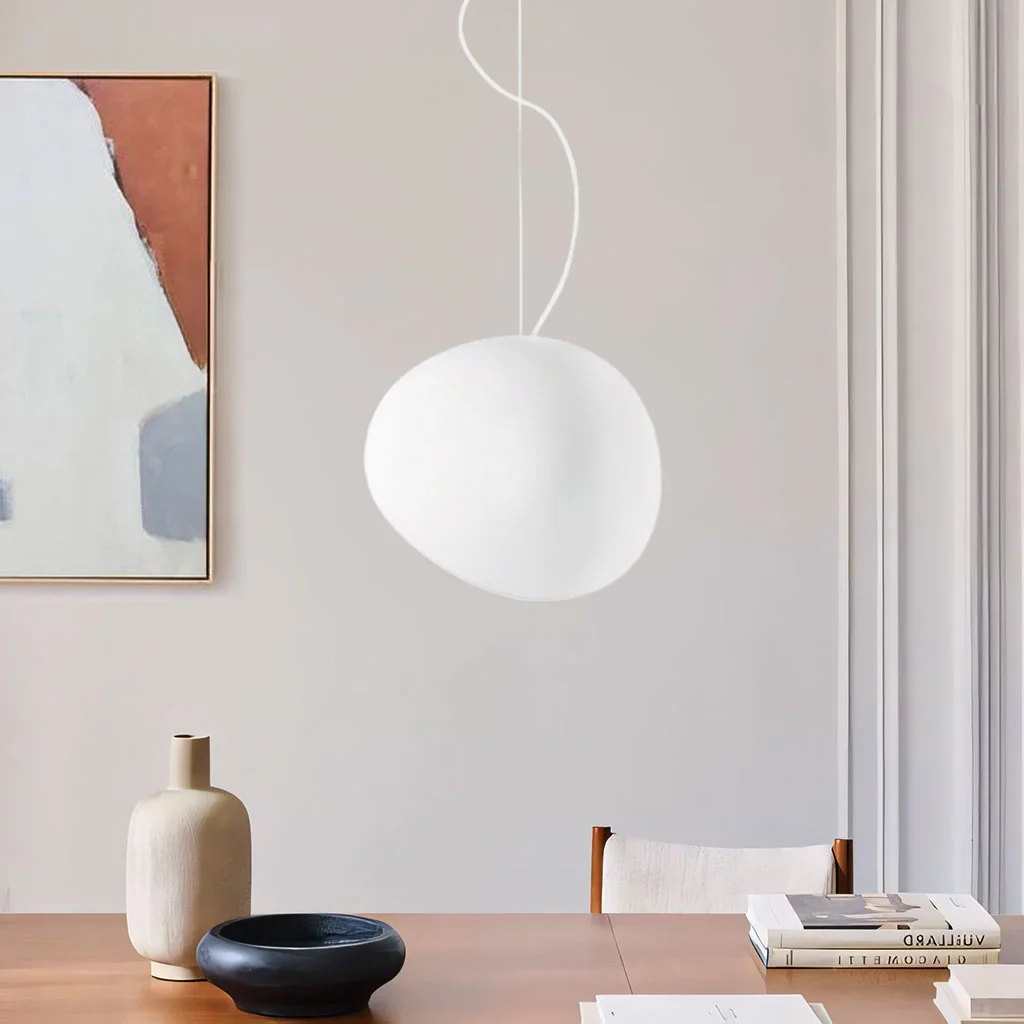 BlancGalet™ – Lampe Suspendue en Pierre Nordique