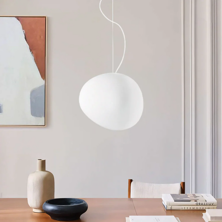 BlancGalet™ – Lampe Suspendue en Pierre Nordique