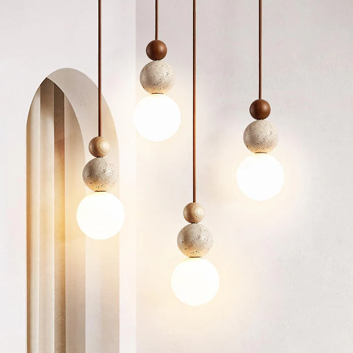 TravéLumi™ – Suspension Moderne en Travertin Épuré