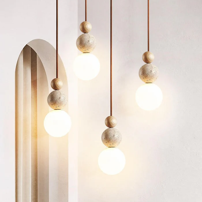TravéLumi™ – Suspension Moderne en Travertin Épuré