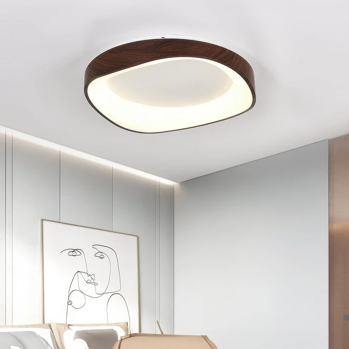 BoisLinéa™ – Plafonnier Design avec Veines de Bois Naturel