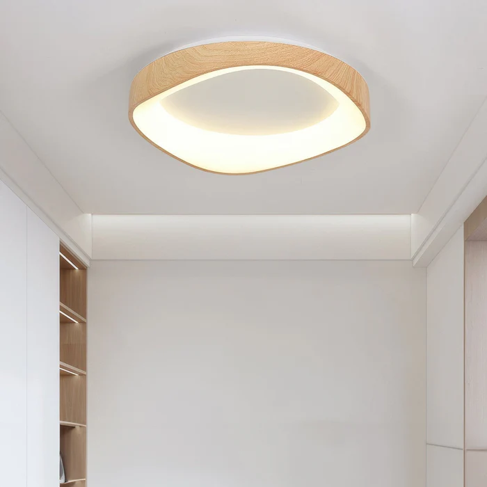 BoisLinéa™ – Plafonnier Design avec Veines de Bois Naturel