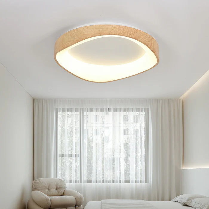 BoisLinéa™ – Plafonnier Design avec Veines de Bois Naturel