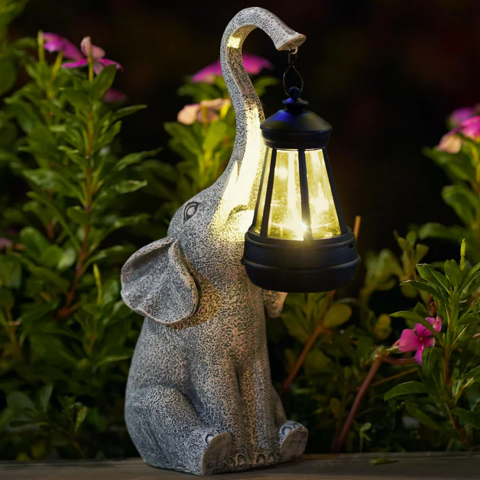ÉléPhare™ – Lampe Solaire Décorative en Forme d’Éléphant