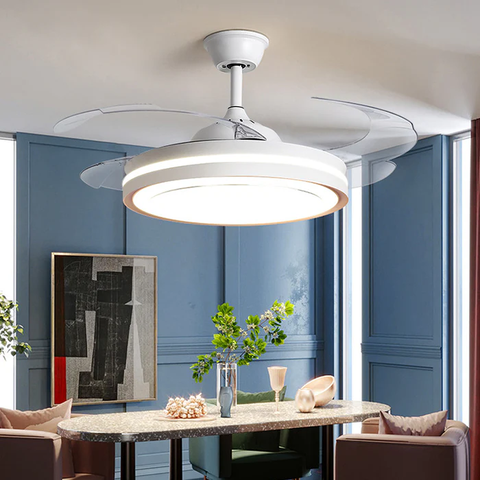 ÉpureTélé™ – Ventilateur Plafond Blanc au Design Minimaliste avec Télécommande