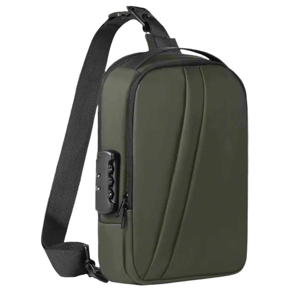 CityArmor™ – Sac Bandoulière Vert Pro avec USB & Système Antivol