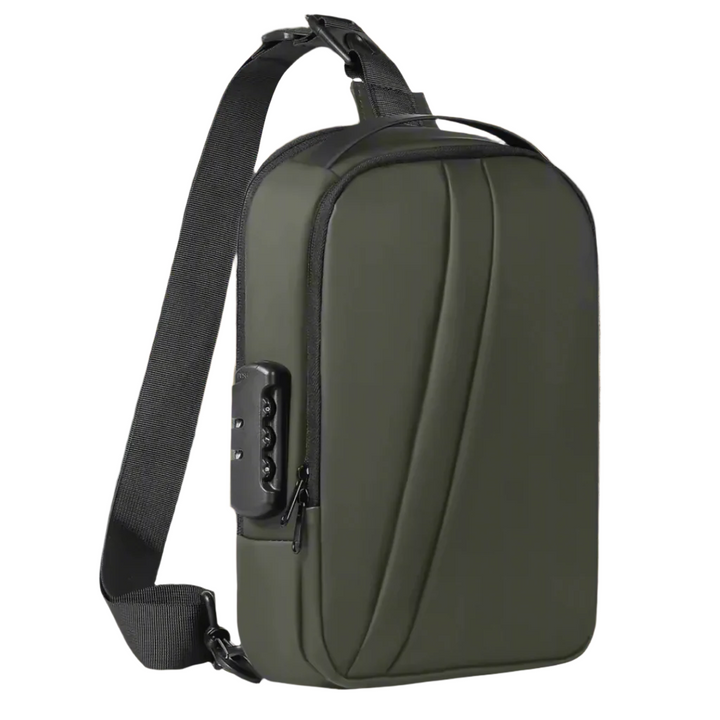CityArmor™ – Sac Bandoulière Vert Pro avec USB & Système Antivol
