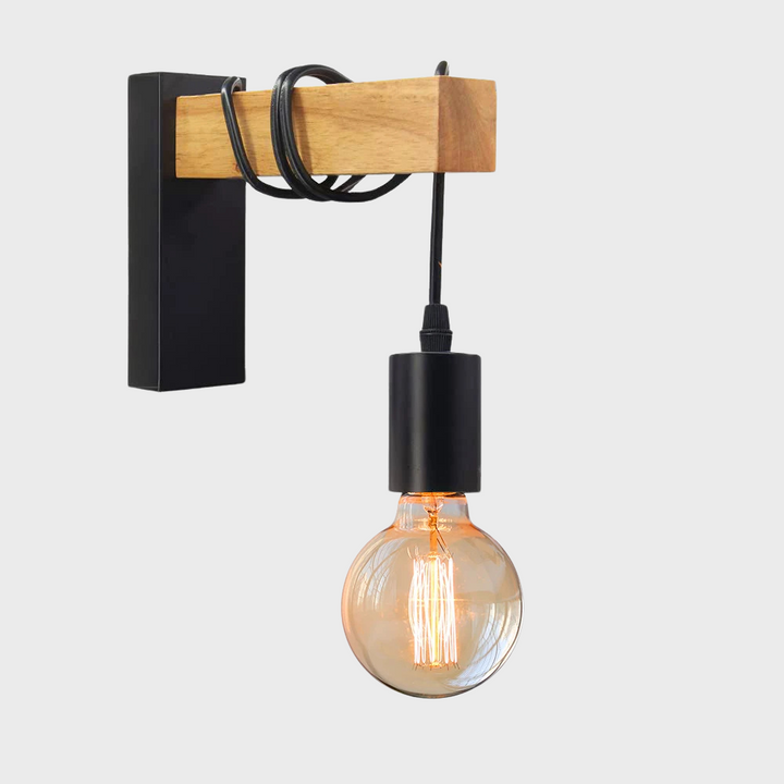 LignaFer™ – Applique Murale Moderne en Bois et Métal
