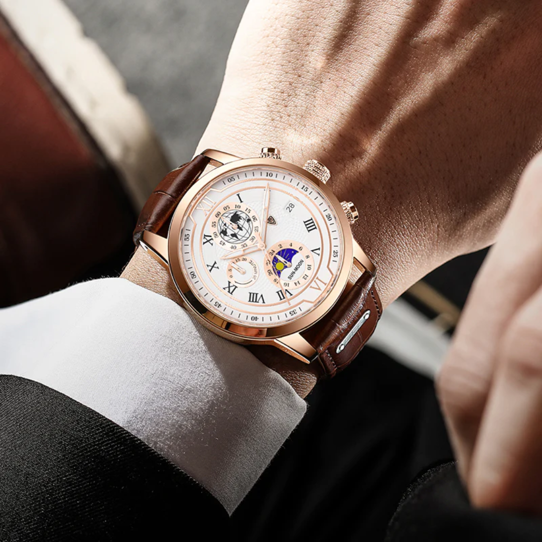 CuirMajesté™ – Montre Prestige Homme en Cuir Véritable