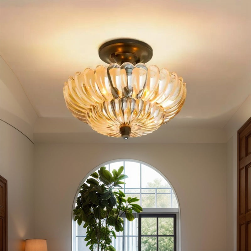LumiVintage™ – Plafonnier Verre Ambre et Design Fusion
