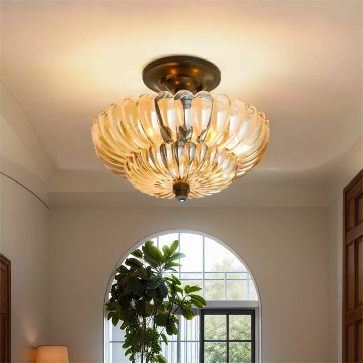 LumiVintage™ – Plafonnier Verre Ambre et Design Fusion
