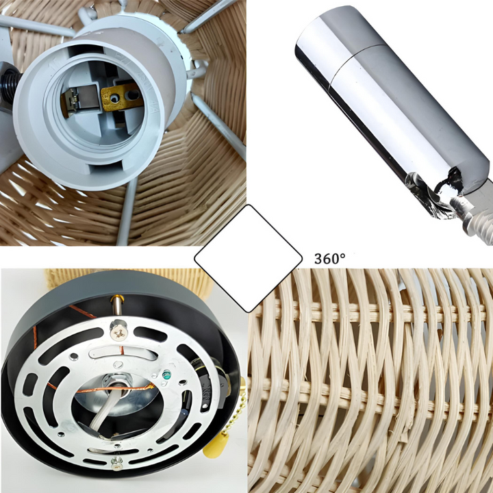 Éclat Bohème™ – Lampe Murale Rotative en Rotin Naturel