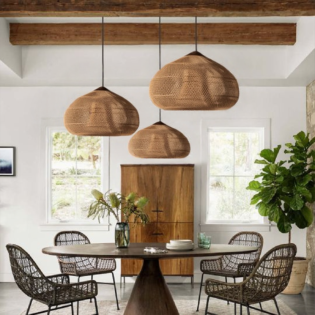 RattaLuxe™ – Lustre Vintage en Rotin Tressé