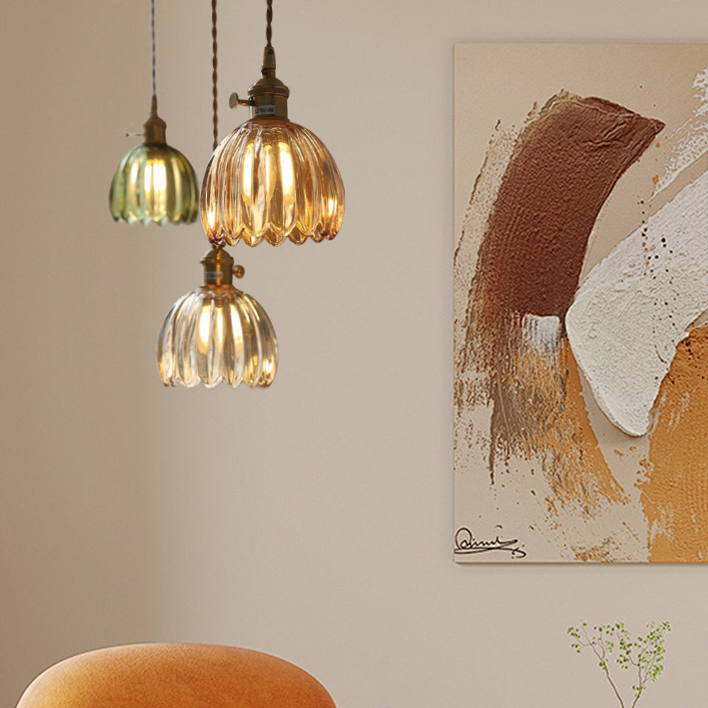 NéoFleur™ – Suspension Verre Style Rétro Moderne