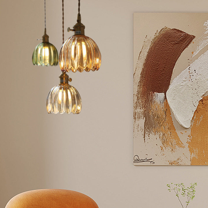 NéoFleur™ – Suspension Verre Style Rétro Moderne