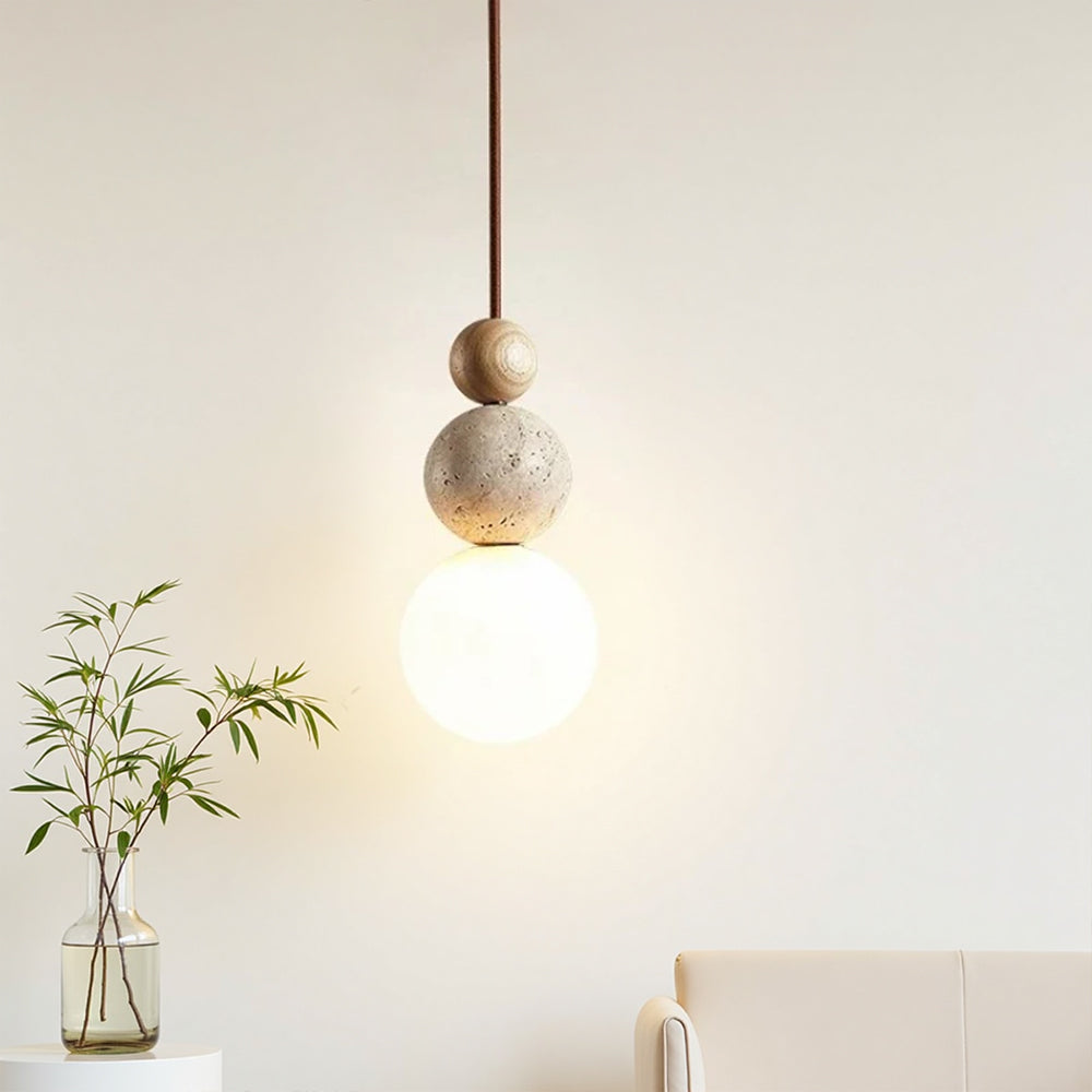 TravéLumi™ – Suspension Moderne en Travertin Épuré