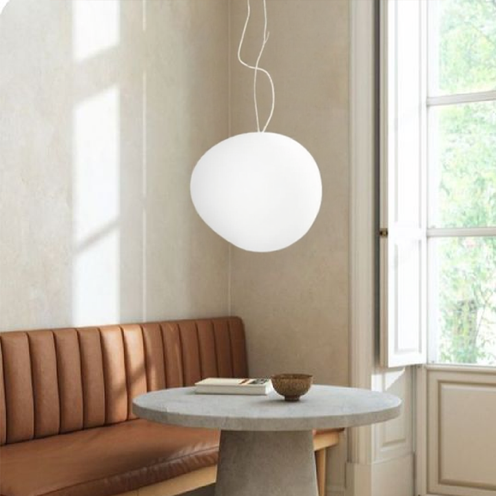BlancGalet™ – Lampe Suspendue en Pierre Nordique