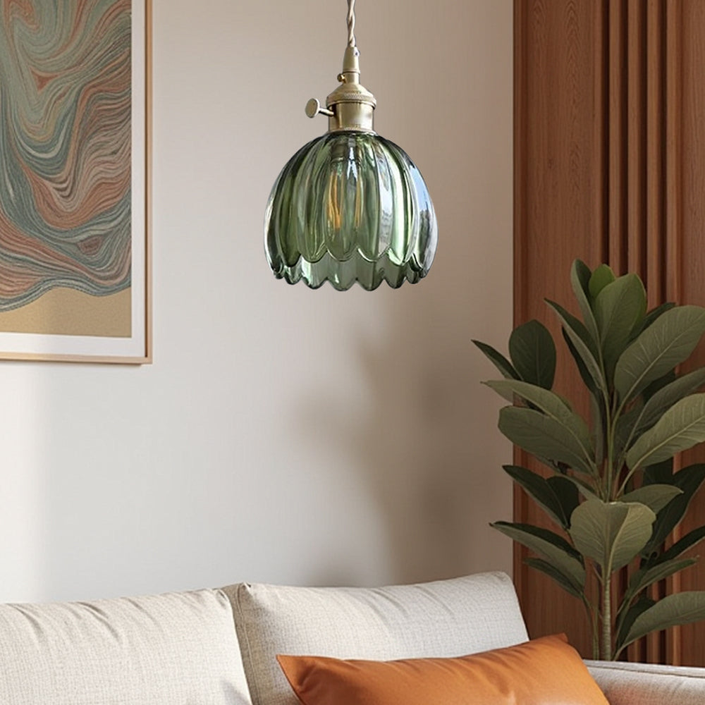 NéoFleur™ – Suspension Verre Style Rétro Moderne