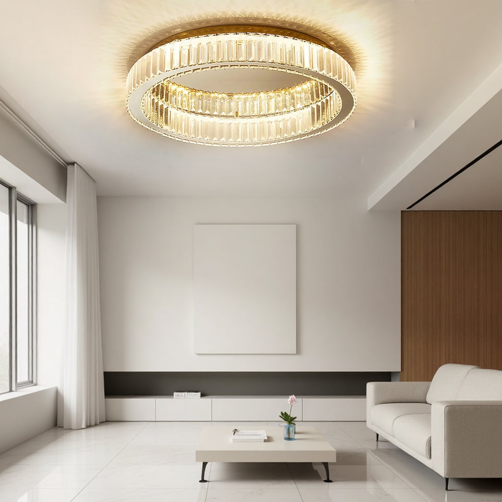 BrillaNova™ – Luminaire Circulaire Moderne aux Éclats de Cristal