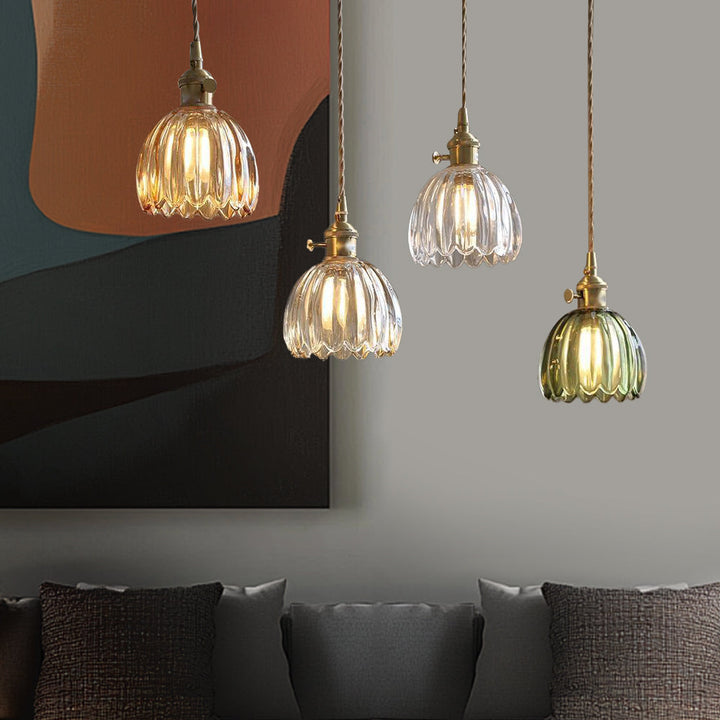 NéoFleur™ – Suspension Verre Style Rétro Moderne
