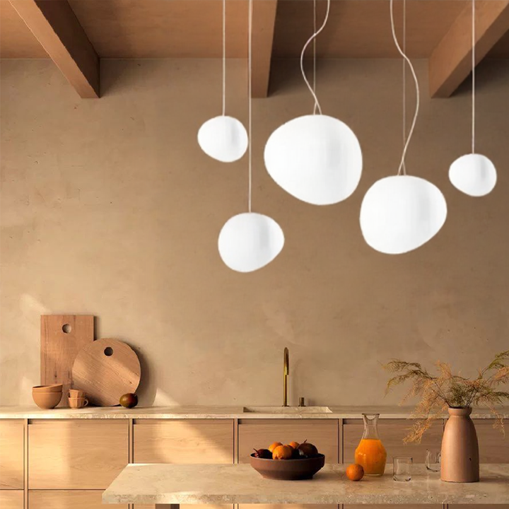 BlancGalet™ – Lampe Suspendue en Pierre Nordique