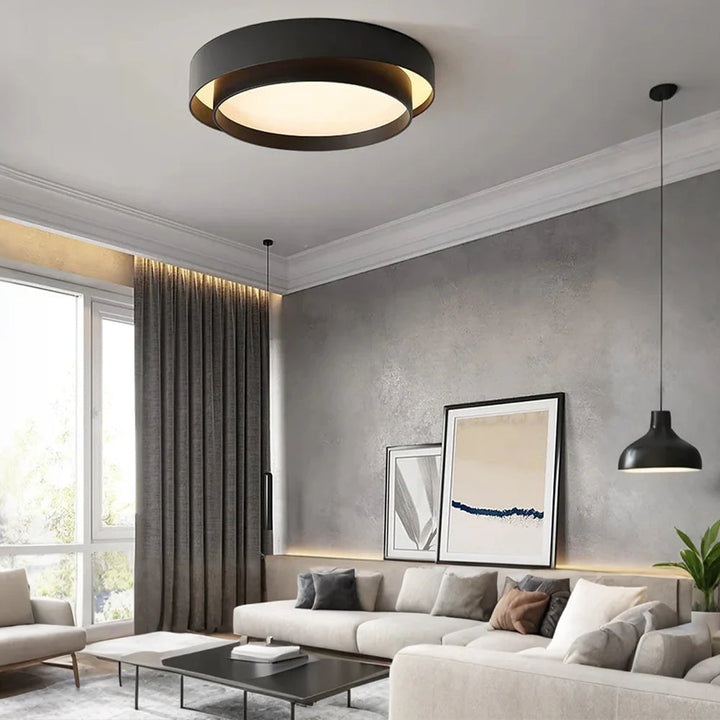 LumiDouble™ – Luminaire Plafond Design avec Deux Cercles