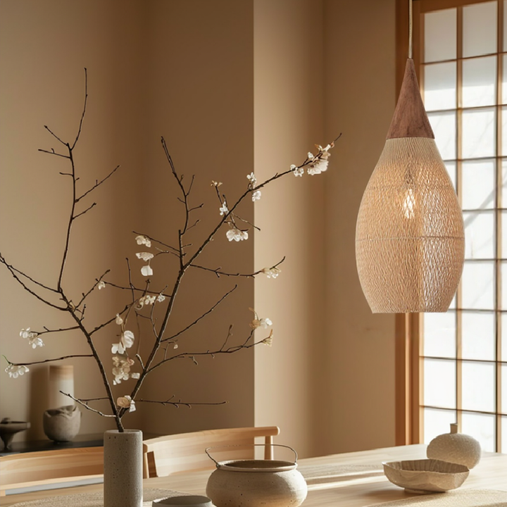 RattaLuxe™ – Lustre Vintage en Rotin Tressé