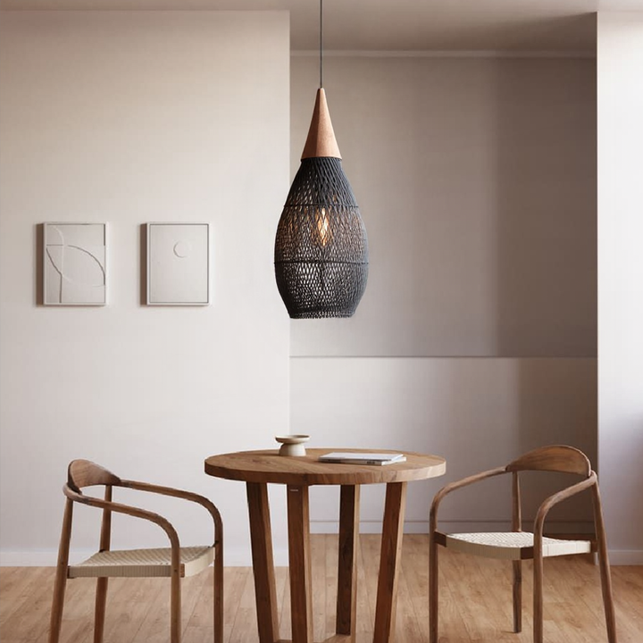 RattaLuxe™ – Lustre Vintage en Rotin Tressé