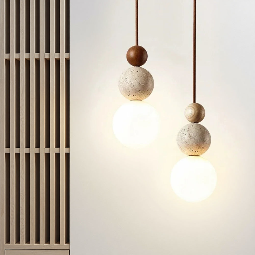 TravéLumi™ – Suspension Moderne en Travertin Épuré