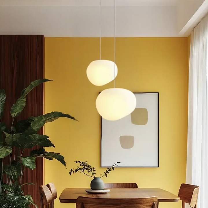 BlancGalet™ – Lampe Suspendue en Pierre Nordique