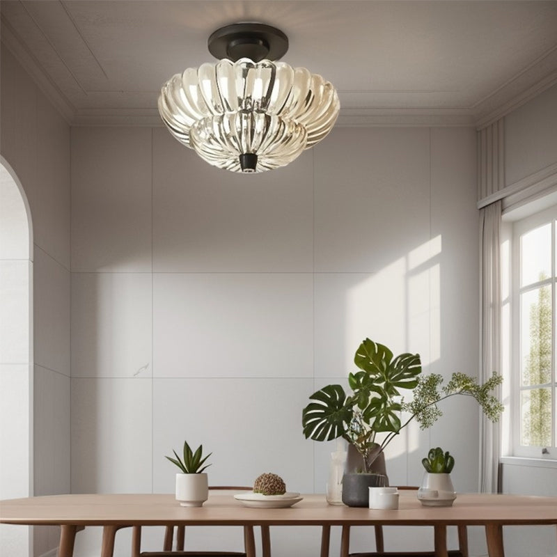 LumiVintage™ – Plafonnier Verre Ambre et Design Fusion