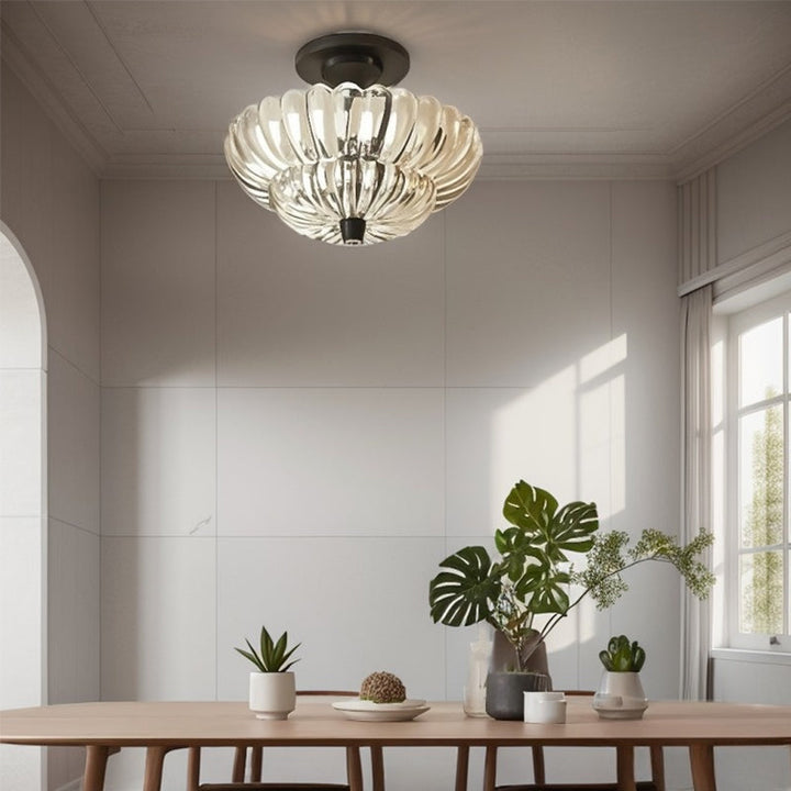 LumiVintage™ – Plafonnier Verre Ambre et Design Fusion