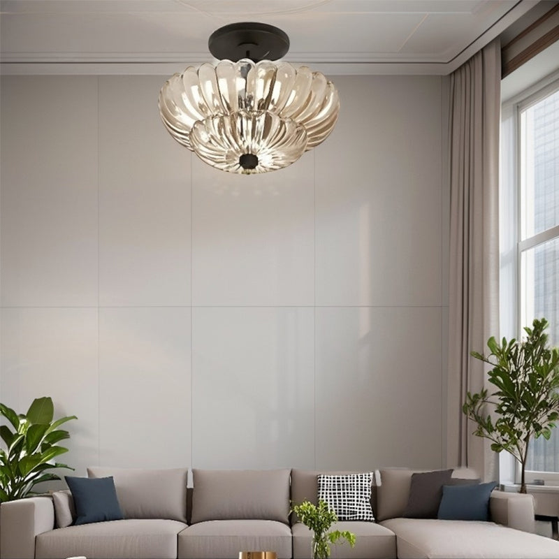 LumiVintage™ – Plafonnier Verre Ambre et Design Fusion