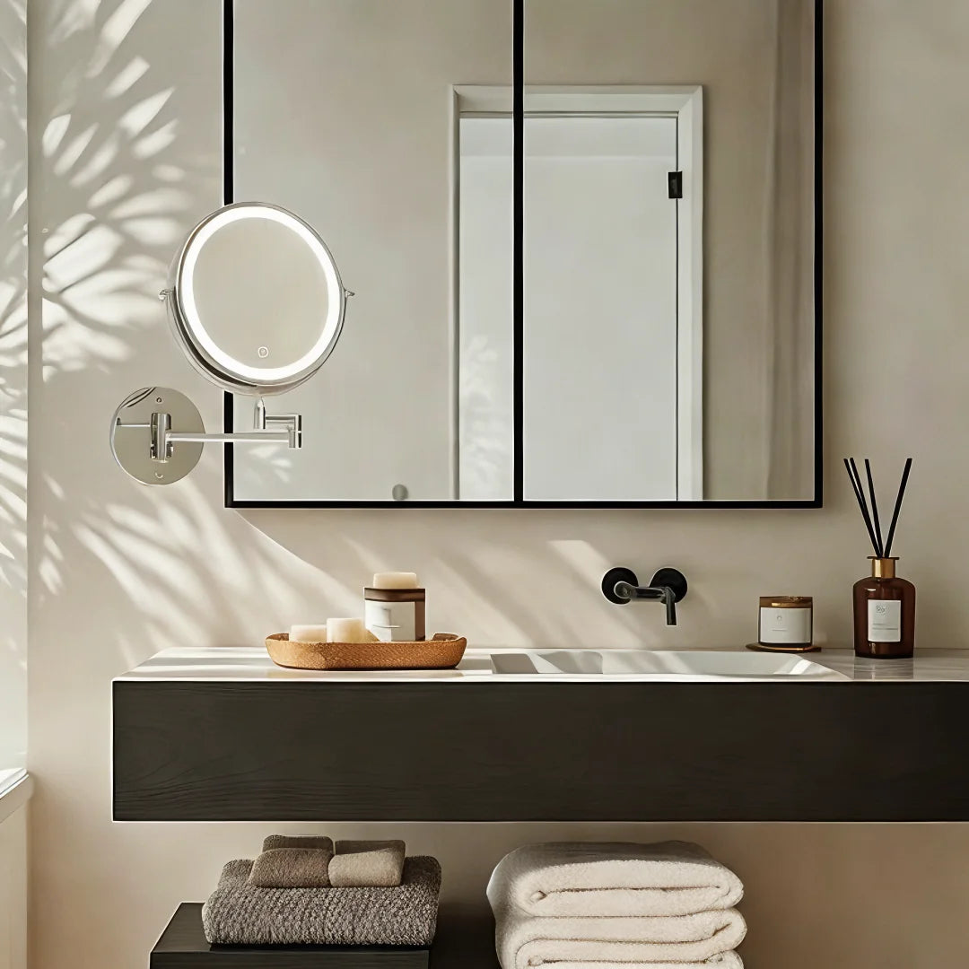 MiroLumi™ – Miroir Mural LED à Trois Tons Réglables