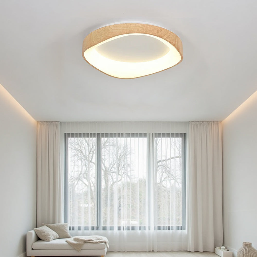 BoisLinéa™ – Plafonnier Design avec Veines de Bois Naturel