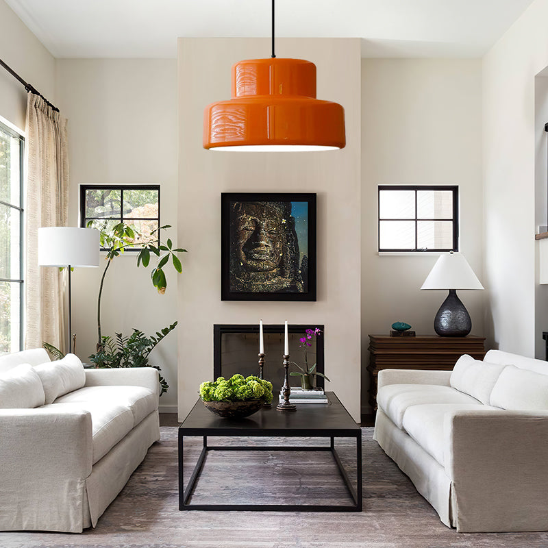 VintéaForm™ – Suspension Design Orange au Look Bauhaus Revisité