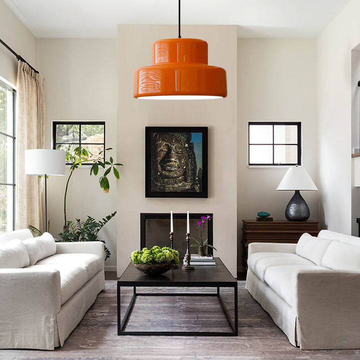 VintéaForm™ – Suspension Design Orange au Look Bauhaus Revisité